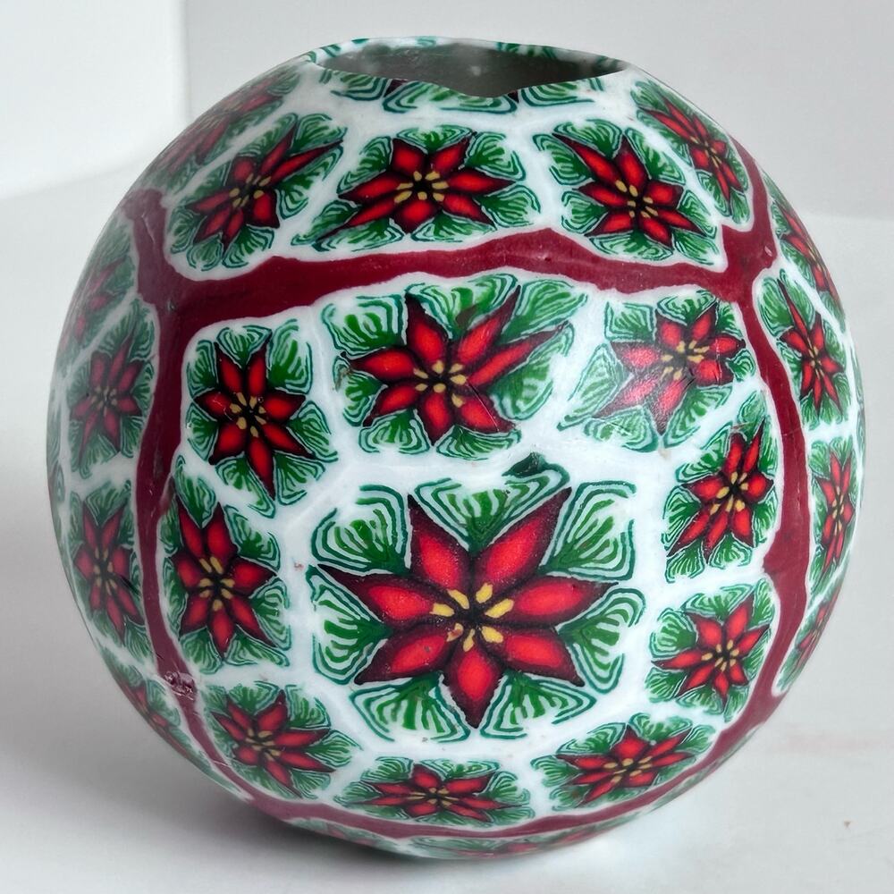 Vintage Stone Candles Inc Christmas Holiday Poinsettia Candle 4"